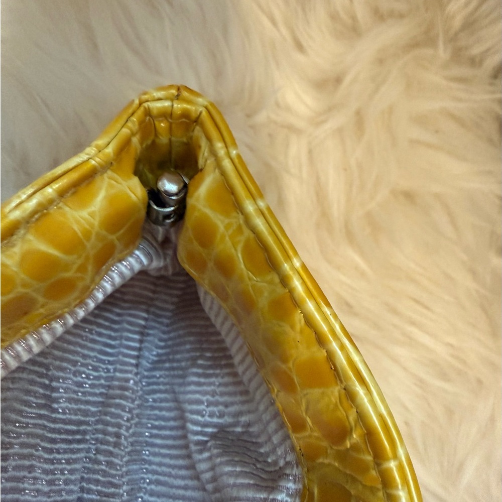 Lauren Merkin Sunny Yellow patent leather Croc Embossed Clutch - Picture 8 of 13